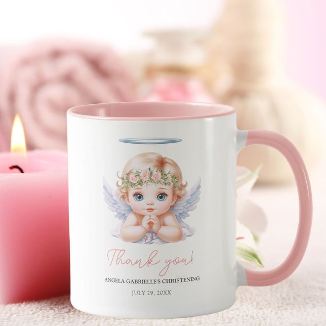 Caneca Girl Angel Baptism Christening Obrigado Favor (Criador carregado)