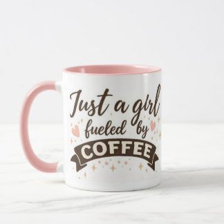 Caneca Girl fueled by coffee quote pink Mug for her