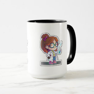 Caneca Girl Scientist Sticker Art Combo Mug, 15 oz