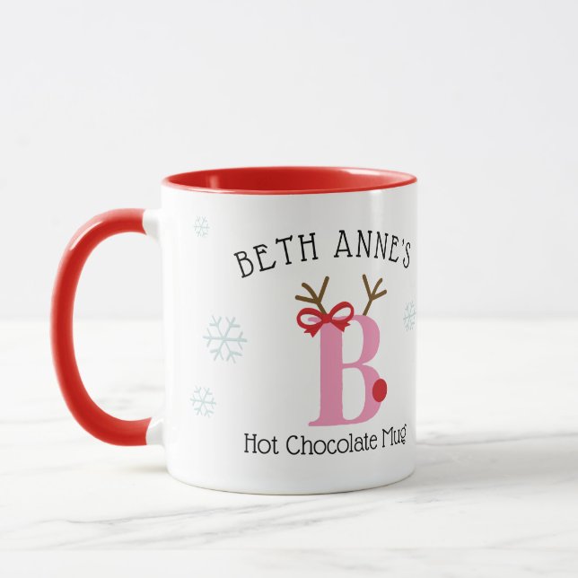 Caneca Girls Personalized Reindeer B Hot Chocolate Mug (Esquerda)