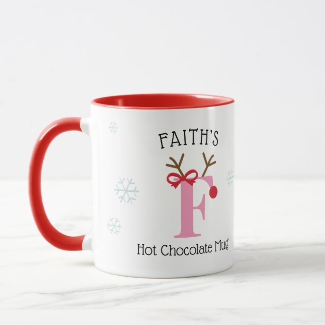 Caneca Girls Personalized Reindeer F Hot Chocolate Mug (Esquerda)