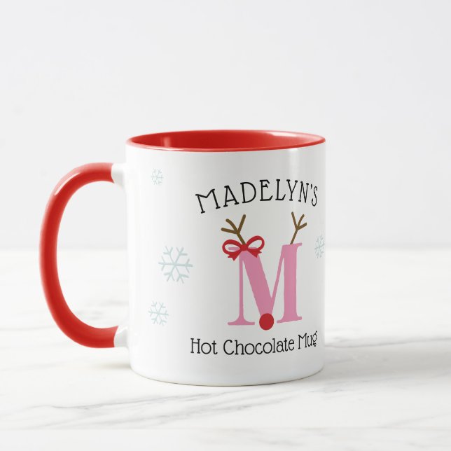 Caneca Girls Personalized Reindeer M Hot Chocolate Mug (Esquerda)