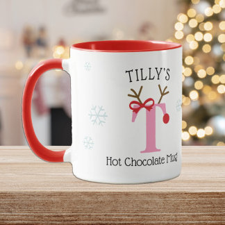 Caneca Girls Personalized Reindeer T Hot Chocolate Mug