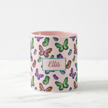 Girly Colorful butterflies padrão adiciona seu nom