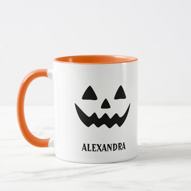 Caneca Girly Jack O Lanterna Pumpkin Face Halloween (Esquerda)