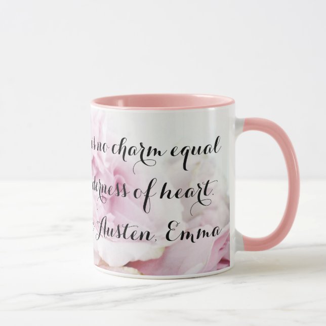 Caneca Girly Jane Austen Emma Book Citação Rosa Rosa Rosa (Direita)