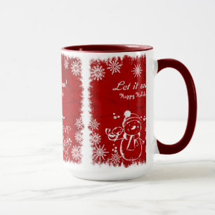 Caneca Giz Vermelho E Branco Snowman - Deixe-O Neve