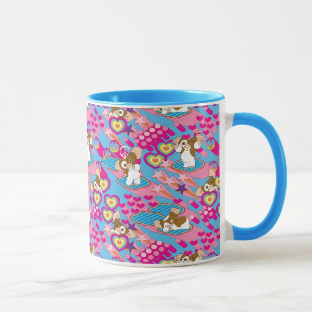 Caneca Gizmo | Padrão rosa de paz e amor (Direita)