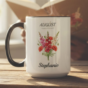 Caneca Gladíolo de Agosto Papoula Mês de Nascimento Vovó