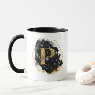 Caneca Glam Glitter Dourado Monograma P