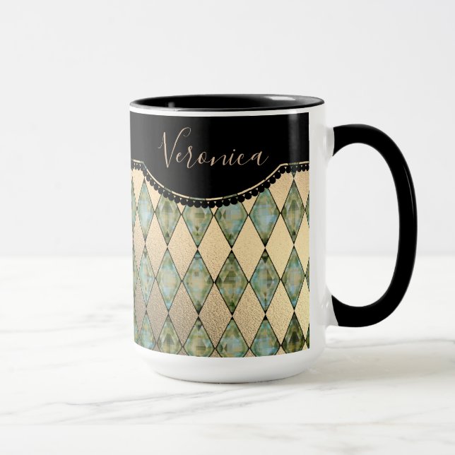 Caneca Glam Turquoise Harlequin Personalizado (Direita)