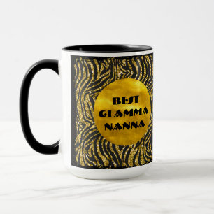 Caneca Glamorosa vovó Dourada Black Animal Imprime mães