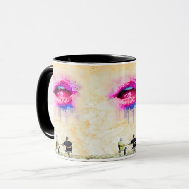 Caneca  Glamorous Pink Lip Illustration (Frente Esquerda)