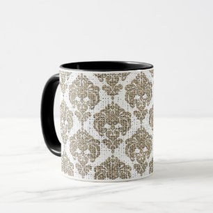 Caneca Glamour Rústico Damasco Real Burlap Chic Moderno