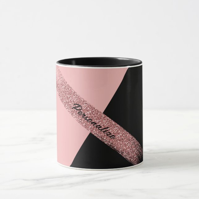 Caneca Glicma Chic Personalizada com Glitter Preto Rosa E (Centro)
