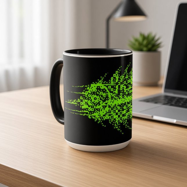 Caneca Glitch Pixel Code Peixe  (Criador carregado)