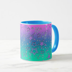 Caneca Glitter de gradiente natalício brilhando estrelas