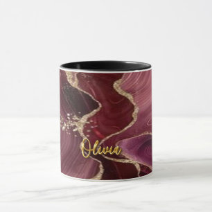 Caneca Glitter Dourado Burgundy 01 Ouro 3D Texto Personal
