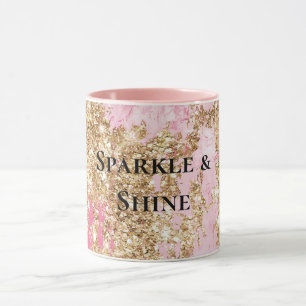 Caneca Glitter Dourado Rosa Menino