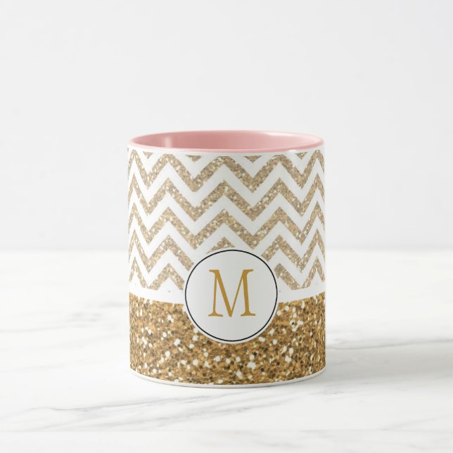 Caneca Glitter Glitter Chevron Dourado Glam Faux (Centro)
