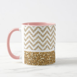 Caneca Glitter Glitter Chevron Dourado Glam Faux