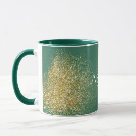 Caneca Glitzy Dourado verde