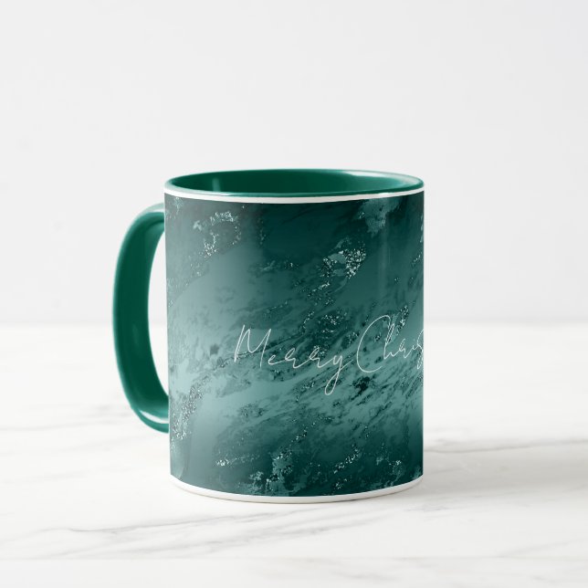 Caneca Glitzy Emerald Green Ombre Marble (Frente Esquerda)