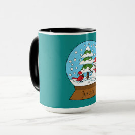 Caneca Globe w Cardeal Snowman & Pine Tree | Personalizar