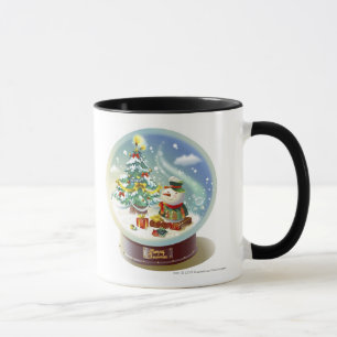 Caneca Globo da neve com boneco de neve e árvore de Nata
