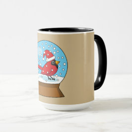 Caneca Globo de Neve com Cardeal Vermelho Bonito