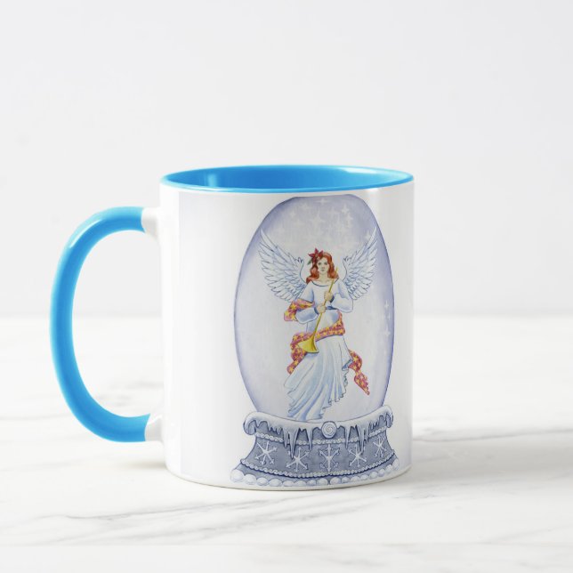 Caneca Globo de neve com ilustração de anjo (Esquerda)