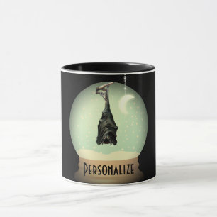 Caneca Globo negro de neves do morcego