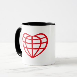 Caneca Globo Terrestre em Forma de Coração Amor