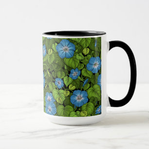 Caneca Glória da manhã em azul e verde
