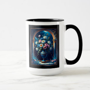 Caneca Glorioso Buquê Floral Sob Um Céu Luar