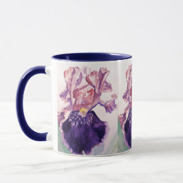 Caneca Gloriouses Púrpura Iris Watercolor Painting