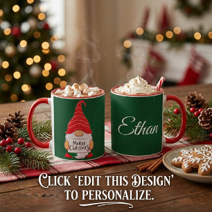 Caneca Gnome de Natal personalizado