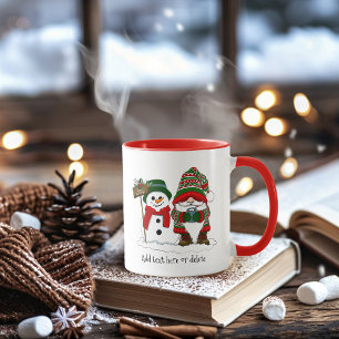 Caneca Gnomo de Natal Aconchegante Boneco de Neve Férias 