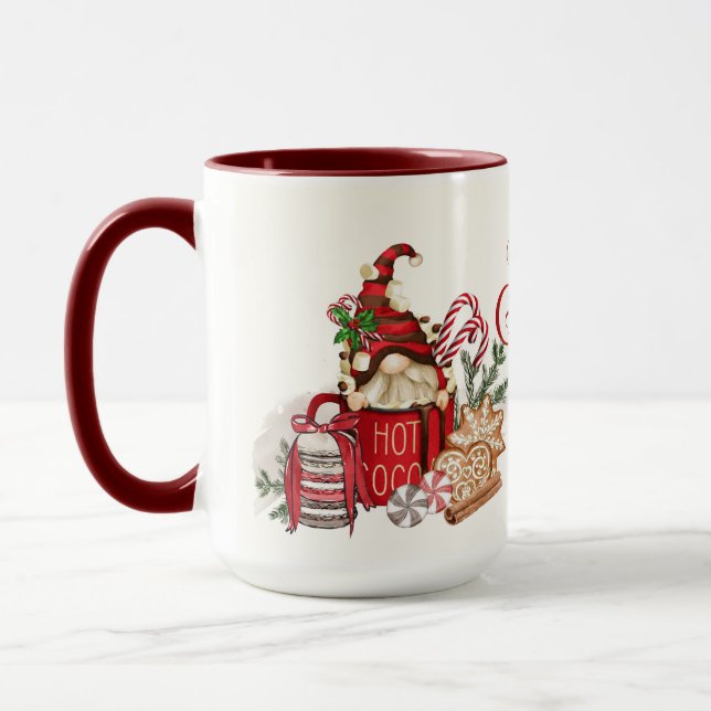 Caneca Gnomo de Natal com Chocolate Quente (Esquerda)
