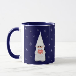 Caneca Gnomo de Natal e Flocos de Neve em Azul Marinho