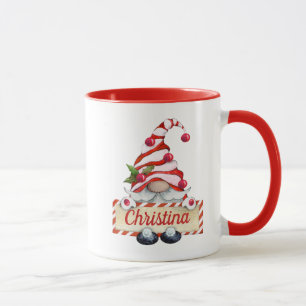 Caneca Gnomo de Natal Gnomo Vermelho Strike Nome Personal
