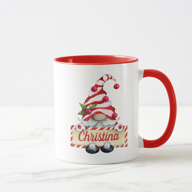 Caneca Gnomo de Natal Gnomo Vermelho Strike Nome Personal (Direita)