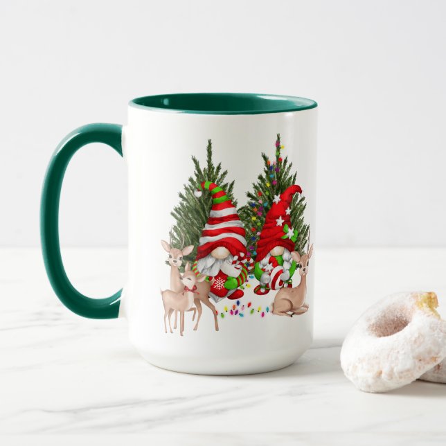 Caneca Gnomo e Deer do Natal (Com Donut)