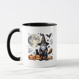 Caneca Gnomo e Gata Negra do Halloween