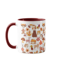 Gnomos, animais florestais, folhas de outono