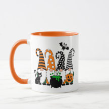 Gnomos de Halloween Fofos com Caldeirão e Abóbora