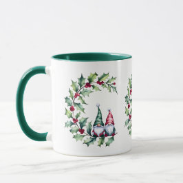 Caneca Gnomos De Natal Em Holly Berry Twig