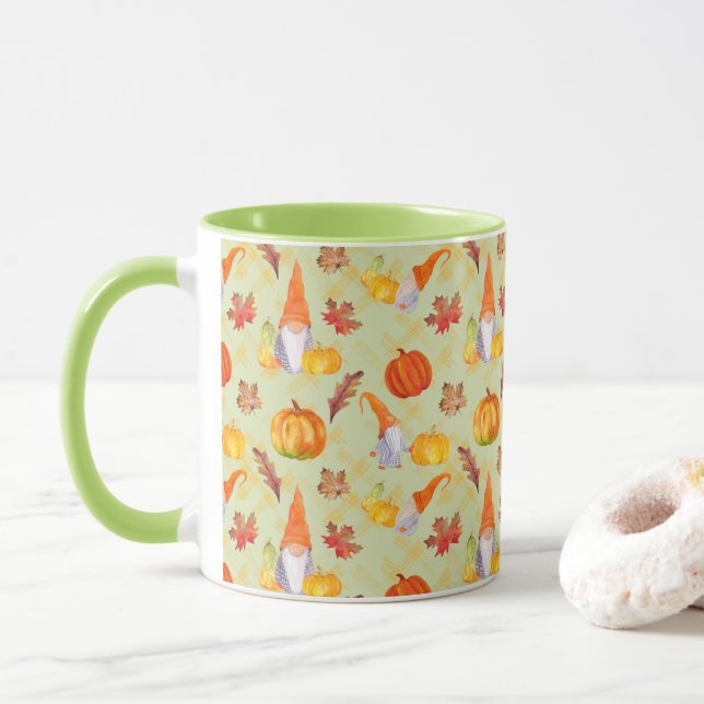Caneca Gnomos De Queda De Água, Pumpkins E Combo De Folha (Com Donut)