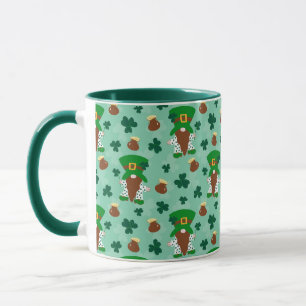 Caneca Gnomos Leprechaun com Vestuário e Potes Dourados