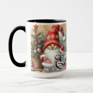 Caneca Gnomos Natais vintages Cachorros Arte de Aquarela